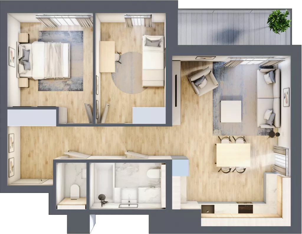 3 pokoje, mieszkanie 63,22 m², piętro 4, oferta nr B1-04-47A, Nowa Francuska I, Katowice, Osiedle Paderewskiego-Muchowiec, Muchowiec, ul. Szybowcowa