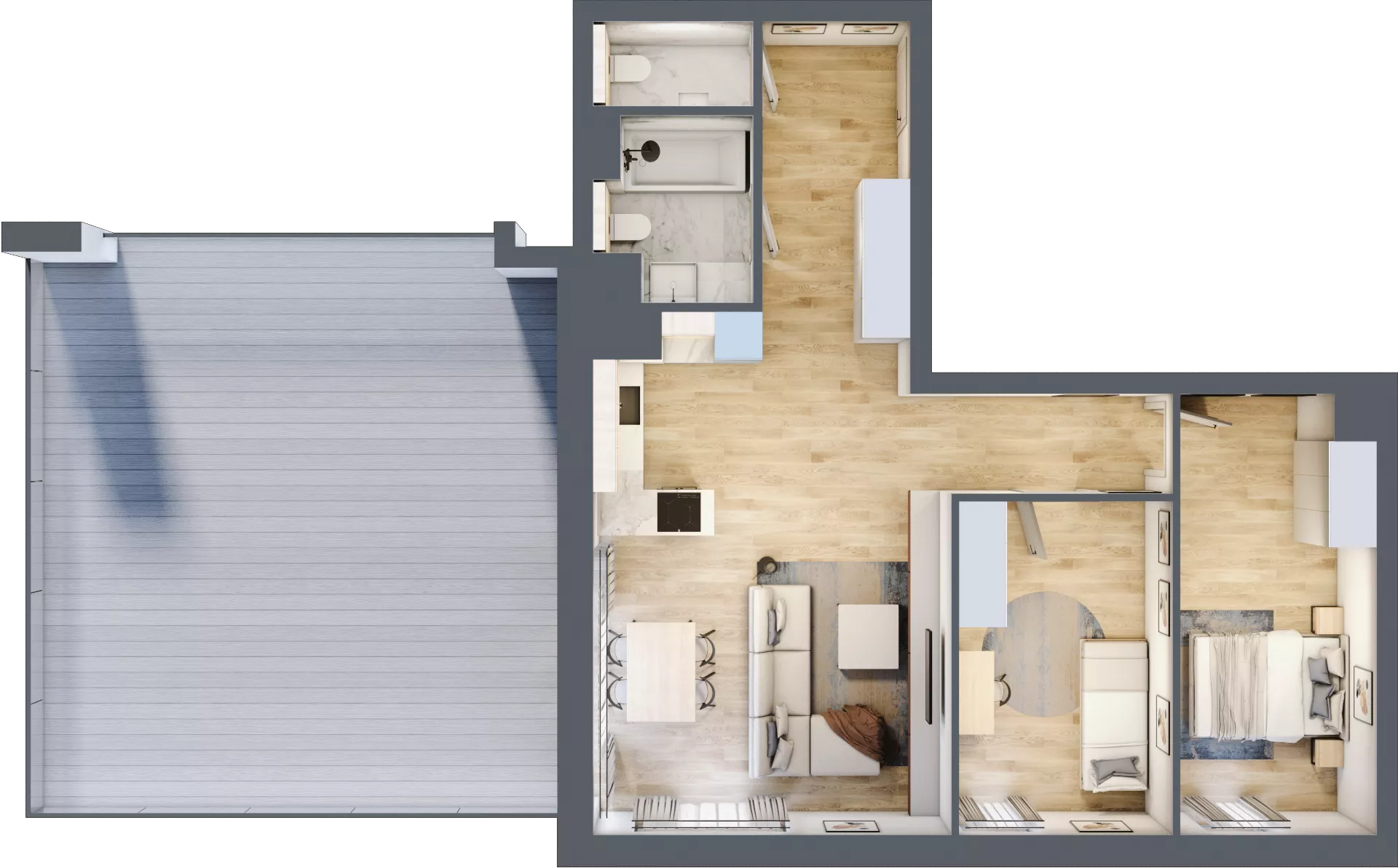 3 pokoje, mieszkanie 70,56 m², piętro 7, oferta nr B1-07-68A, Nowa Francuska I, Katowice, Osiedle Paderewskiego-Muchowiec, Muchowiec, ul. Szybowcowa