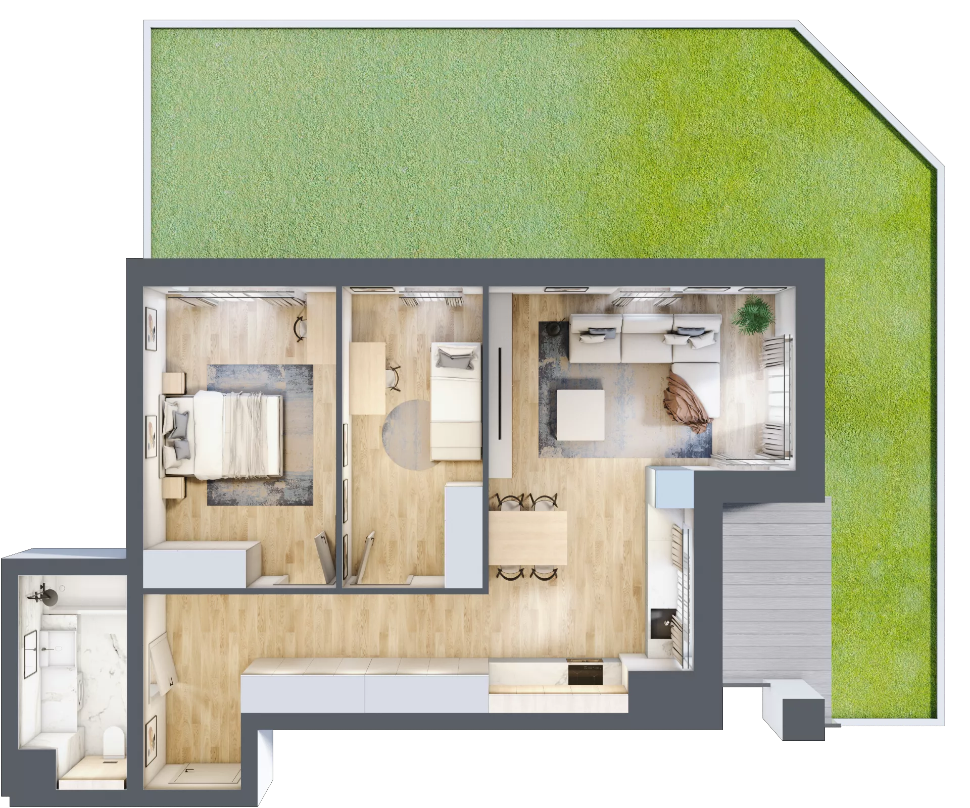 3 pokoje, mieszkanie 66,74 m², parter, oferta nr B2-00-1B, Nowa Francuska I, Katowice, Osiedle Paderewskiego-Muchowiec, Muchowiec, ul. Szybowcowa