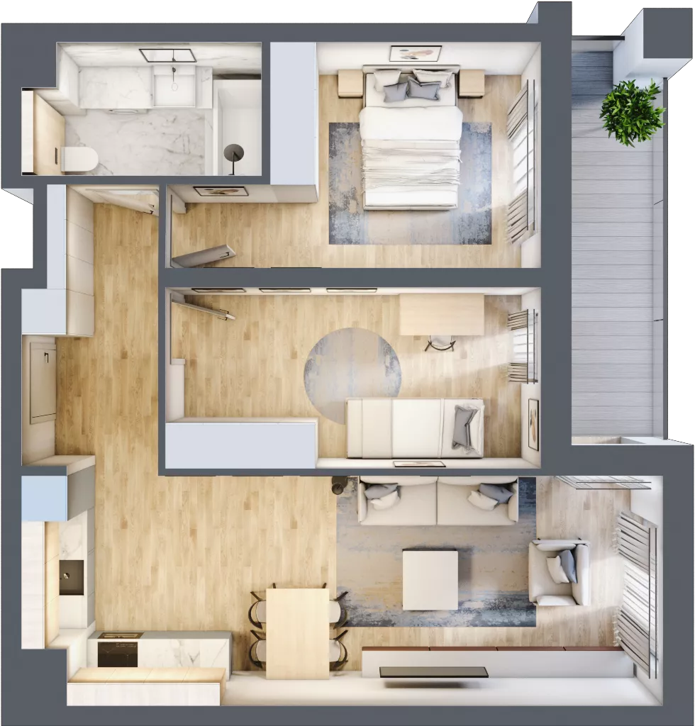 3 pokoje, mieszkanie 60,81 m², piętro 1, oferta nr B2-01-10B, Nowa Francuska I, Katowice, Osiedle Paderewskiego-Muchowiec, Muchowiec, ul. Szybowcowa