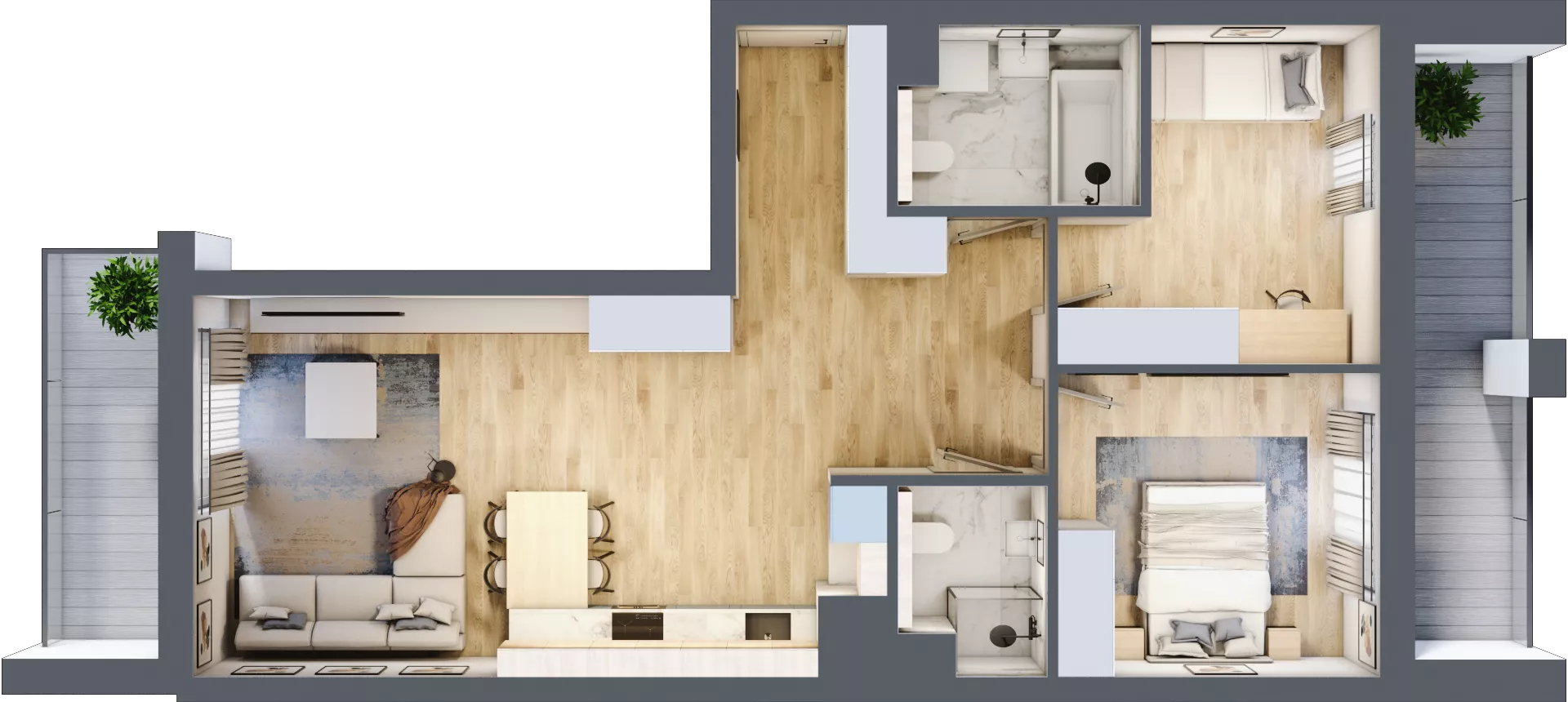 3 pokoje, mieszkanie 67,82 m², piętro 3, oferta nr B2-03-13A, Nowa Francuska I, Katowice, Osiedle Paderewskiego-Muchowiec, Muchowiec, ul. Szybowcowa