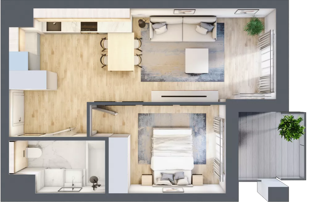 2 pokoje, mieszkanie 42,95 m², piętro 3, oferta nr B2-03-28B, Nowa Francuska I, Katowice, Osiedle Paderewskiego-Muchowiec, Muchowiec, ul. Szybowcowa