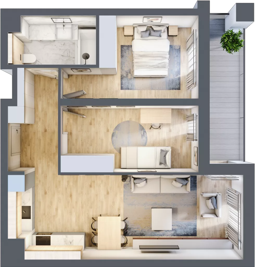 3 pokoje, mieszkanie 61,41 m², piętro 5, oferta nr B2-05-42B, Nowa Francuska I, Katowice, Osiedle Paderewskiego-Muchowiec, Muchowiec, ul. Szybowcowa