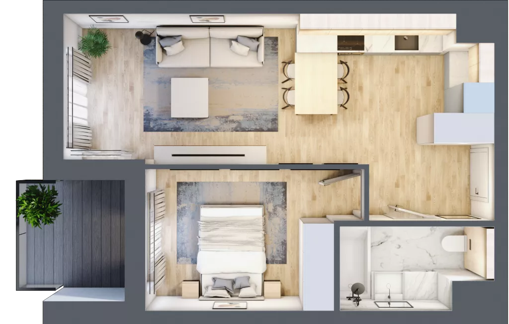 2 pokoje, mieszkanie 43,05 m², piętro 5, oferta nr B2-05-47B, Nowa Francuska I, Katowice, Osiedle Paderewskiego-Muchowiec, Muchowiec, ul. Szybowcowa