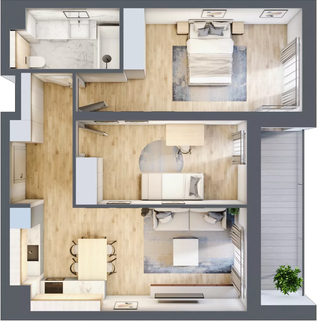 3 pokoje, mieszkanie 61,19 m², piętro 6, oferta nr B2-06-50B, Nowa Francuska I, Katowice, Osiedle Paderewskiego-Muchowiec, Muchowiec, ul. Szybowcowa