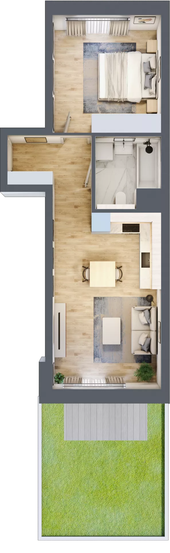 2 pokoje, mieszkanie 42,35 m², parter, oferta nr 6.00.A01, Ogrody Andersa II, Gliwice, Wojska Polskiego, ul. Generała Władysława Andersa