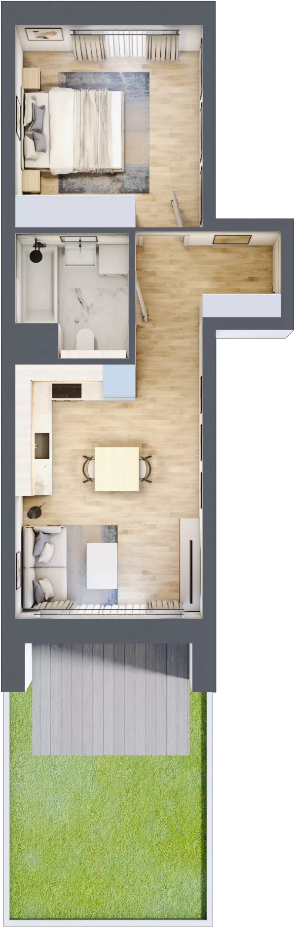 2 pokoje, mieszkanie 39,32 m², parter, oferta nr 6.00.B02, Ogrody Andersa II, Gliwice, Wojska Polskiego, ul. Generała Władysława Andersa