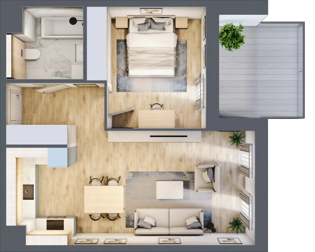 2 pokoje, mieszkanie 47,99 m², piętro 1, oferta nr 6.01.C09, Ogrody Andersa II, Gliwice, Wojska Polskiego, ul. Generała Władysława Andersa
