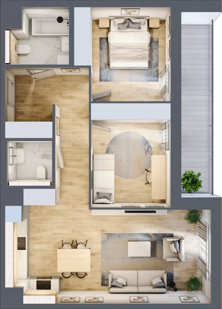 3 pokoje, mieszkanie 68,92 m², piętro 1, oferta nr 6.01.C10, Ogrody Andersa II, Gliwice, Wojska Polskiego, ul. Generała Władysława Andersa