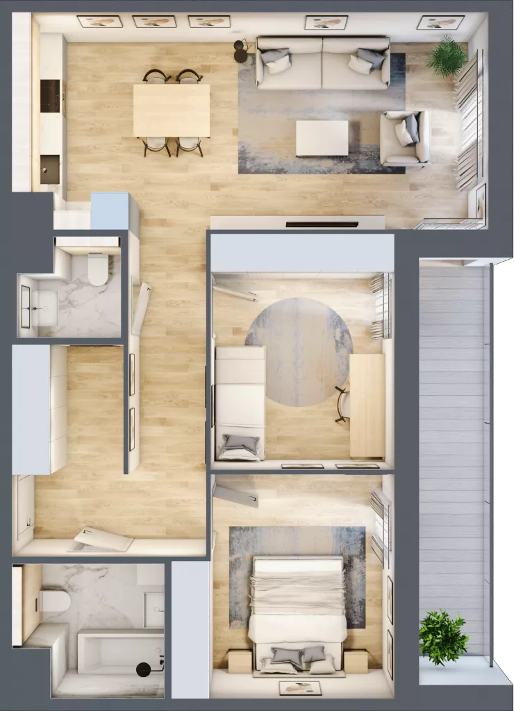 3 pokoje, mieszkanie 69,06 m², piętro 2, oferta nr 6.02.C16, Ogrody Andersa II, Gliwice, Wojska Polskiego, ul. Generała Władysława Andersa