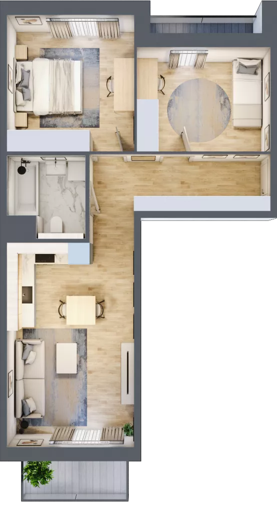 3 pokoje, mieszkanie 58,16 m², piętro 3, oferta nr 6.03.B10, Ogrody Andersa II, Gliwice, Wojska Polskiego, ul. Generała Władysława Andersa