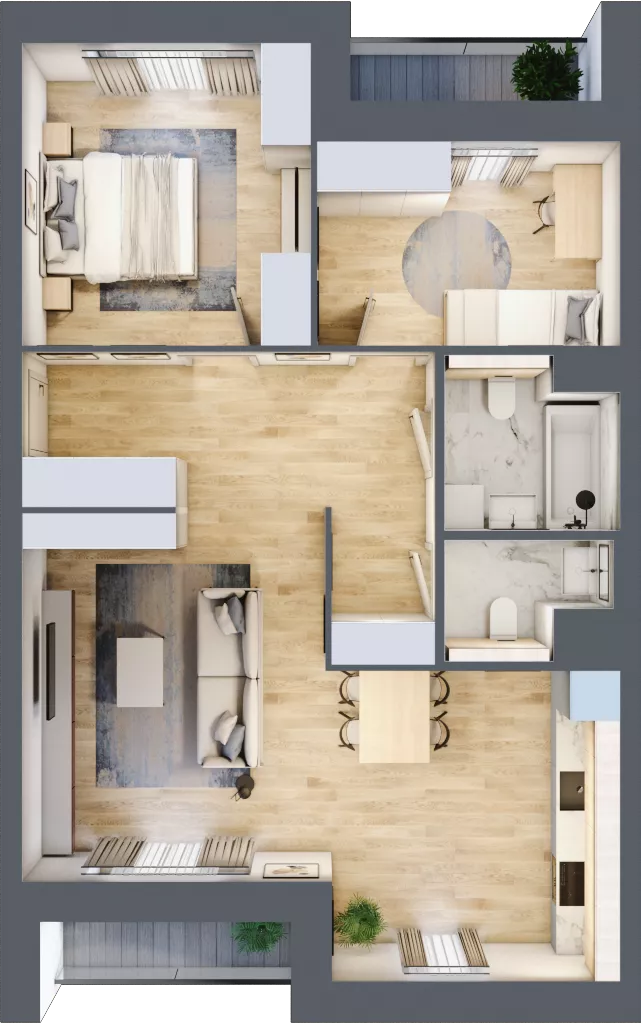 3 pokoje, mieszkanie 70,15 m², piętro 4, oferta nr 6.04.B11, Ogrody Andersa II, Gliwice, Wojska Polskiego, ul. Generała Władysława Andersa
