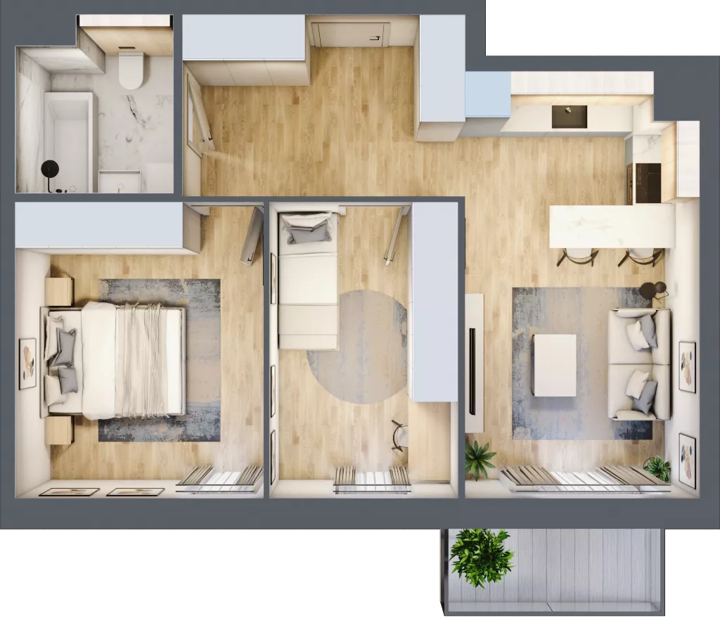 3 pokoje, mieszkanie 53,25 m², piętro 4, oferta nr 6.04.B12, Ogrody Andersa II, Gliwice, Wojska Polskiego, ul. Generała Władysława Andersa