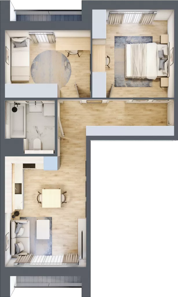 3 pokoje, mieszkanie 55,07 m², piętro 4, oferta nr 6.04.B13, Ogrody Andersa II, Gliwice, Wojska Polskiego, ul. Generała Władysława Andersa
