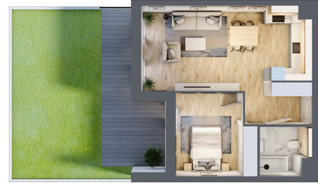 2 pokoje, mieszkanie 48,74 m², parter, oferta nr 7.00.A03, Ogrody Andersa II, Gliwice, Wojska Polskiego, ul. Generała Władysława Andersa