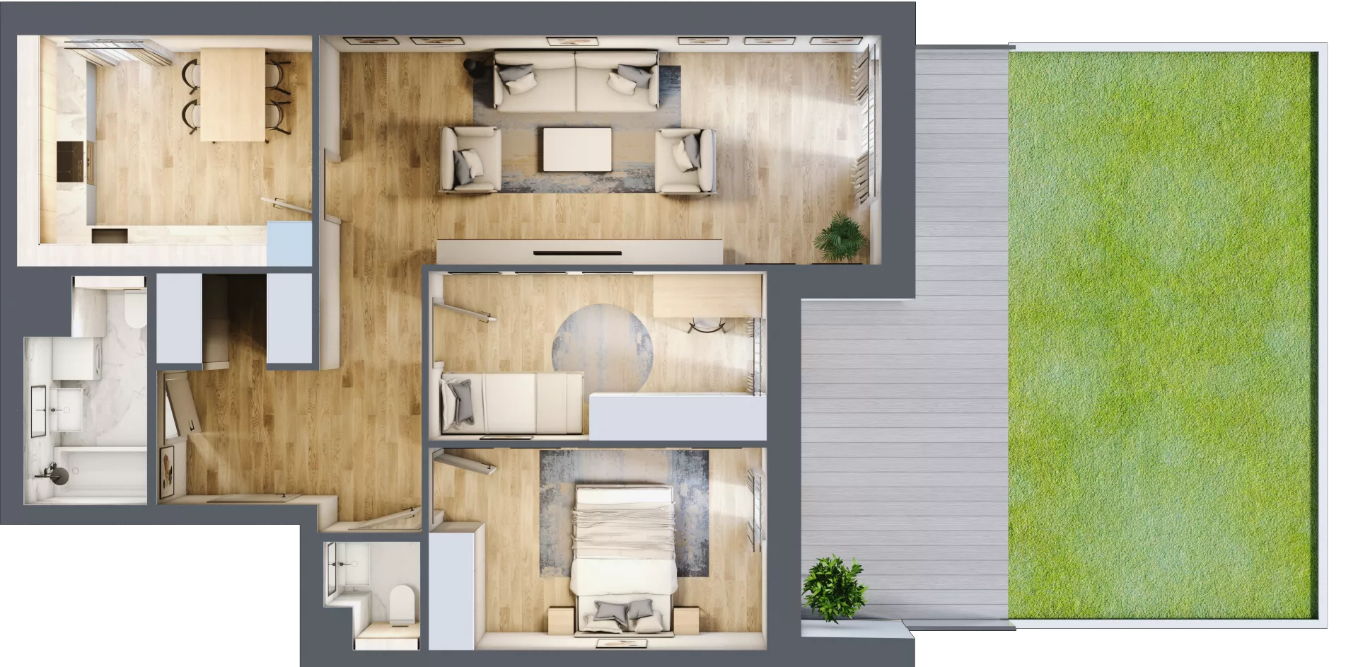 3 pokoje, mieszkanie 75,25 m², parter, oferta nr 7.00.D01, Ogrody Andersa II, Gliwice, Wojska Polskiego, ul. Generała Władysława Andersa