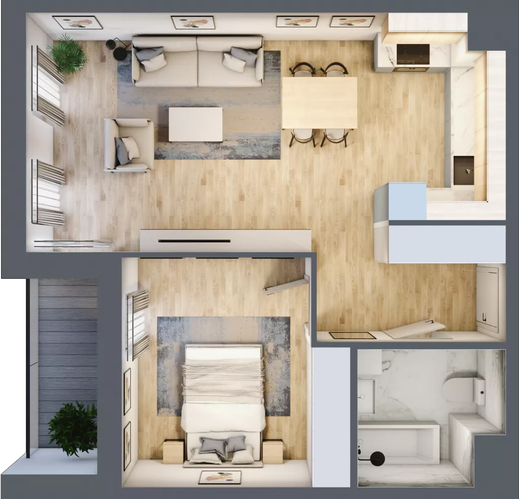2 pokoje, mieszkanie 50,05 m², piętro 1, oferta nr 7.01.A08, Ogrody Andersa II, Gliwice, Wojska Polskiego, ul. Generała Władysława Andersa