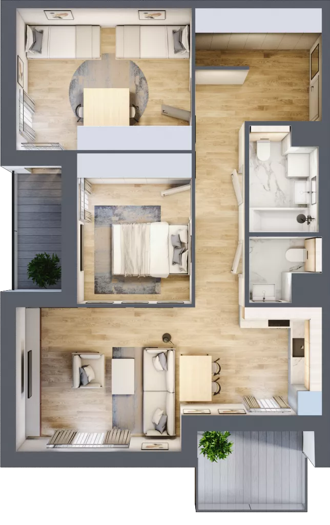 3 pokoje, mieszkanie 71,77 m², piętro 1, oferta nr 7.01.A09, Ogrody Andersa II, Gliwice, Wojska Polskiego, ul. Generała Władysława Andersa