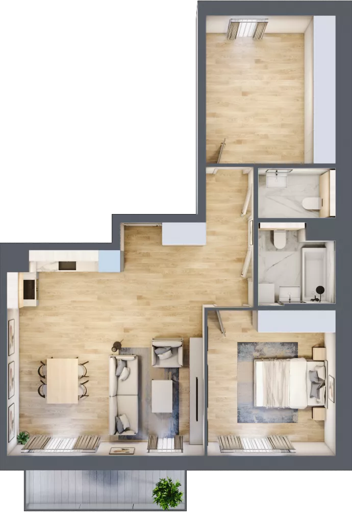 2 pokoje, mieszkanie 73,17 m², piętro 1, oferta nr 7.01.C03, Ogrody Andersa II, Gliwice, Wojska Polskiego, ul. Generała Władysława Andersa