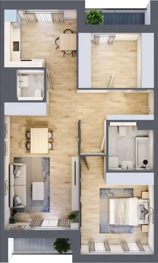 2 pokoje, mieszkanie 75,42 m², piętro 1, oferta nr 7.01.C04, Ogrody Andersa II, Gliwice, Wojska Polskiego, ul. Generała Władysława Andersa