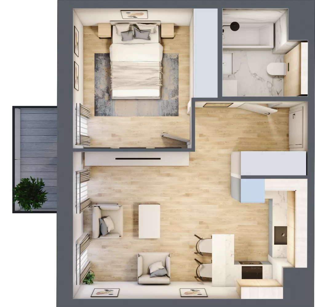 2 pokoje, mieszkanie 40,43 m², piętro 1, oferta nr 7.01.D10, Ogrody Andersa II, Gliwice, Wojska Polskiego, ul. Generała Władysława Andersa