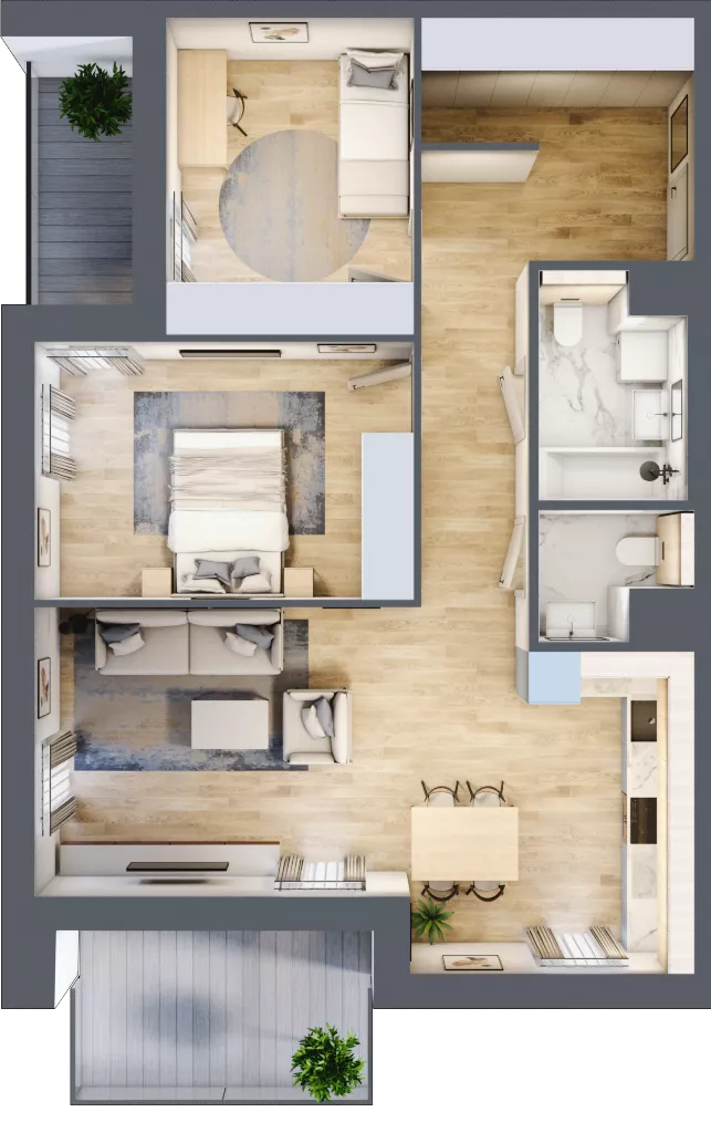 3 pokoje, mieszkanie 71,59 m², piętro 2, oferta nr 7.02.A14, Ogrody Andersa II, Gliwice, Wojska Polskiego, ul. Generała Władysława Andersa