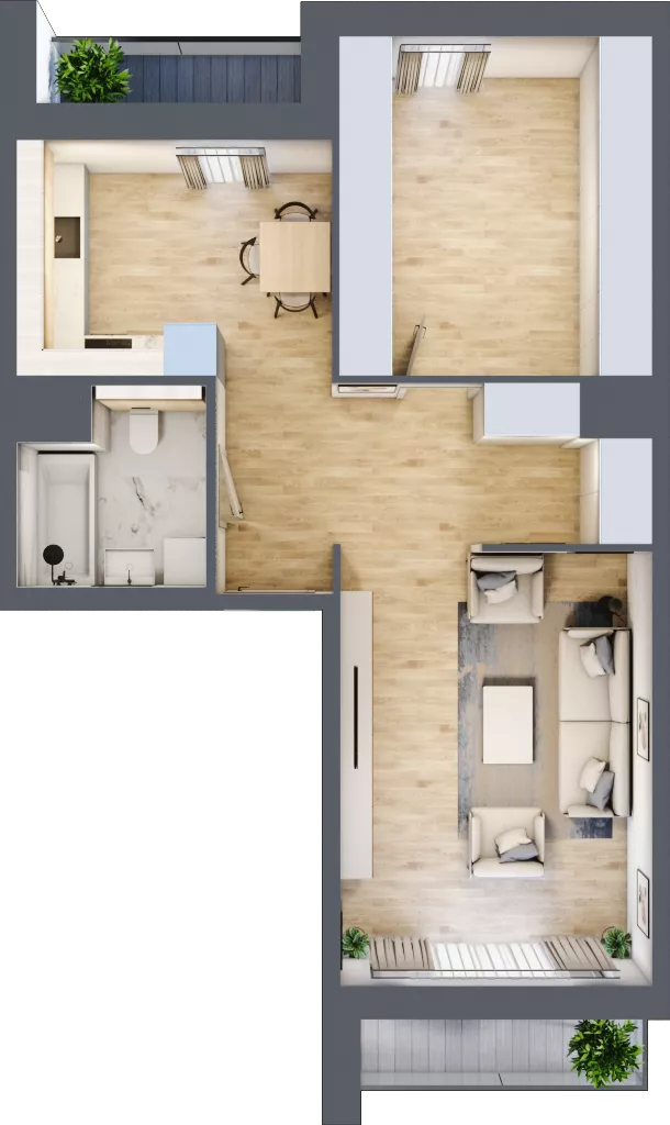 1 pokój, mieszkanie 55,81 m², piętro 2, oferta nr 7.02.B07, Ogrody Andersa II, Gliwice, Wojska Polskiego, ul. Generała Władysława Andersa