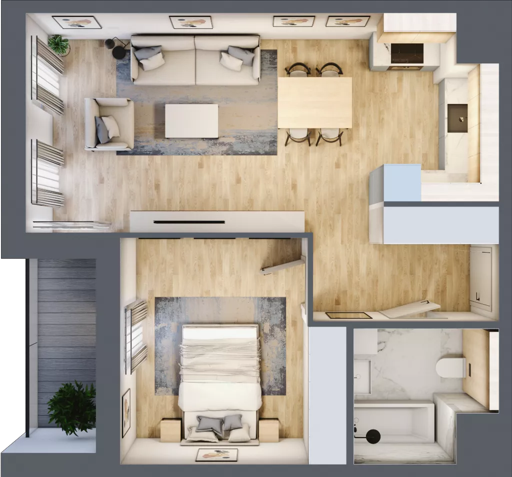 2 pokoje, mieszkanie 47,60 m², piętro 2, oferta nr 7.02.B10, Ogrody Andersa II, Gliwice, Wojska Polskiego, ul. Generała Władysława Andersa