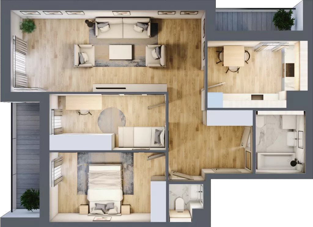 3 pokoje, mieszkanie 73,23 m², piętro 2, oferta nr 7.02.B11, Ogrody Andersa II, Gliwice, Wojska Polskiego, ul. Generała Władysława Andersa