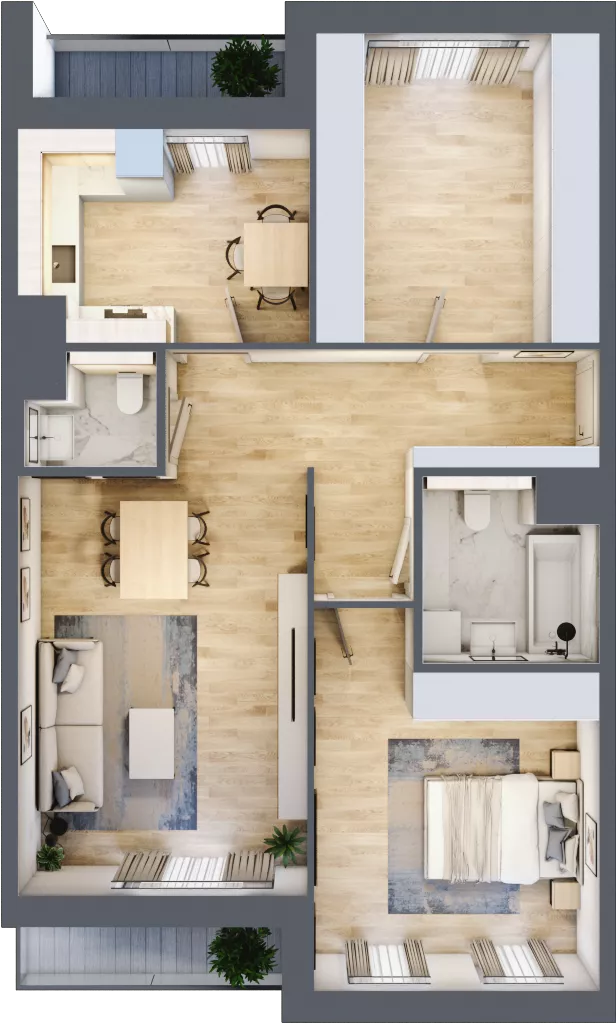 2 pokoje, mieszkanie 75,68 m², piętro 2, oferta nr 7.02.C07, Ogrody Andersa II, Gliwice, Wojska Polskiego, ul. Generała Władysława Andersa