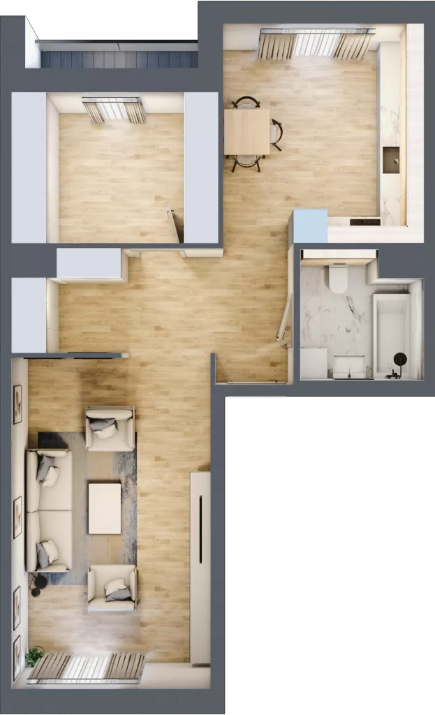 1 pokój, mieszkanie 58,74 m², piętro 2, oferta nr 7.02.D11, Ogrody Andersa II, Gliwice, Wojska Polskiego, ul. Generała Władysława Andersa