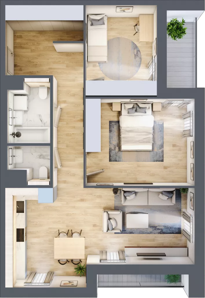 3 pokoje, mieszkanie 73,44 m², piętro 2, oferta nr 7.02.D14, Ogrody Andersa II, Gliwice, Wojska Polskiego, ul. Generała Władysława Andersa