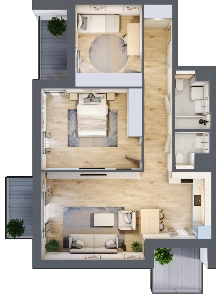 3 pokoje, mieszkanie 68,97 m², piętro 2, oferta nr 7.02.D15, Ogrody Andersa II, Gliwice, Wojska Polskiego, ul. Generała Władysława Andersa