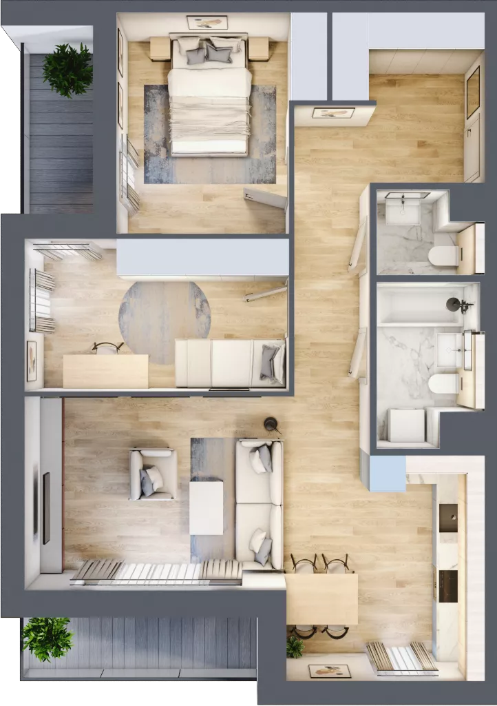 3 pokoje, mieszkanie 68,97 m², piętro 3, oferta nr 7.03.A19, Ogrody Andersa II, Gliwice, Wojska Polskiego, ul. Generała Władysława Andersa