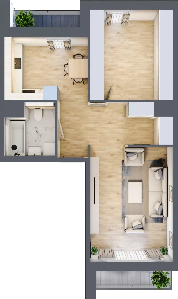 1 pokój, mieszkanie 55,75 m², piętro 3, oferta nr 7.03.B12, Ogrody Andersa II, Gliwice, Wojska Polskiego, ul. Generała Władysława Andersa