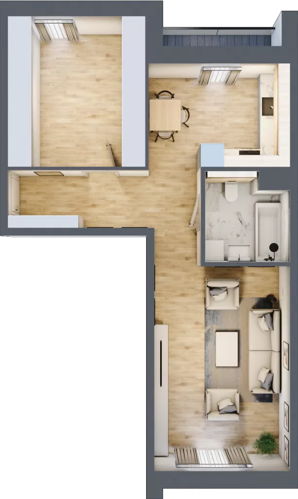 1 pokój, mieszkanie 55,79 m², piętro 3, oferta nr 7.03.C08, Ogrody Andersa II, Gliwice, Wojska Polskiego, ul. Generała Władysława Andersa