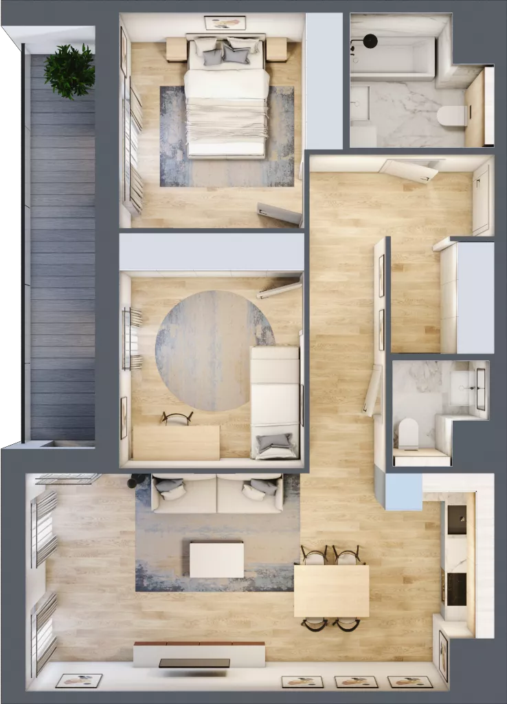 3 pokoje, mieszkanie 69,01 m², piętro 4, oferta nr 7.04.B19, Ogrody Andersa II, Gliwice, Wojska Polskiego, ul. Generała Władysława Andersa