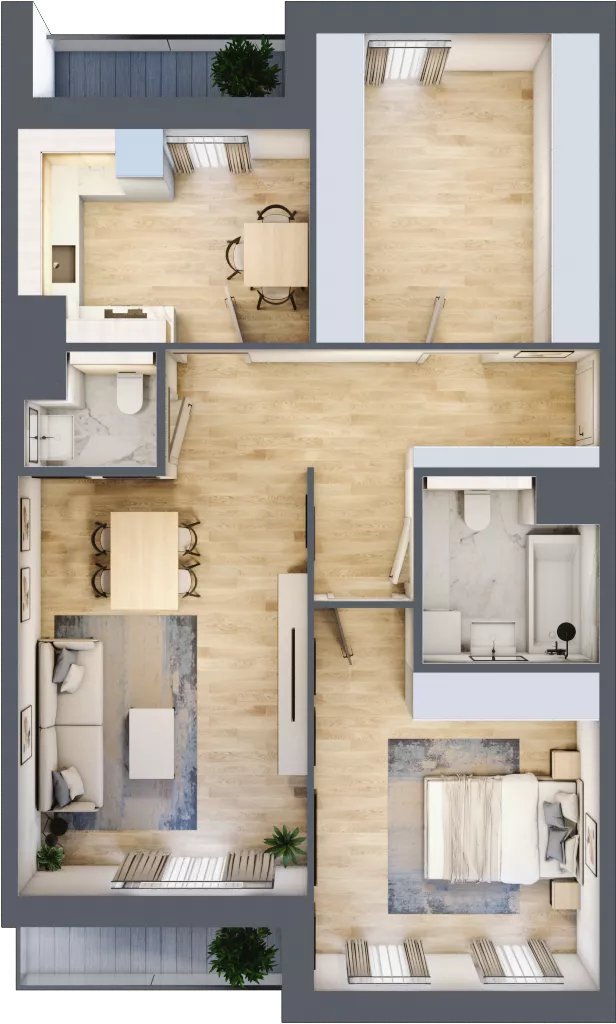 2 pokoje, mieszkanie 75,64 m², piętro 4, oferta nr 7.04.C13, Ogrody Andersa II, Gliwice, Wojska Polskiego, ul. Generała Władysława Andersa
