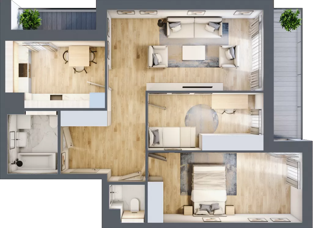 3 pokoje, mieszkanie 72,36 m², piętro 4, oferta nr 7.04.D24, Ogrody Andersa II, Gliwice, Wojska Polskiego, ul. Generała Władysława Andersa