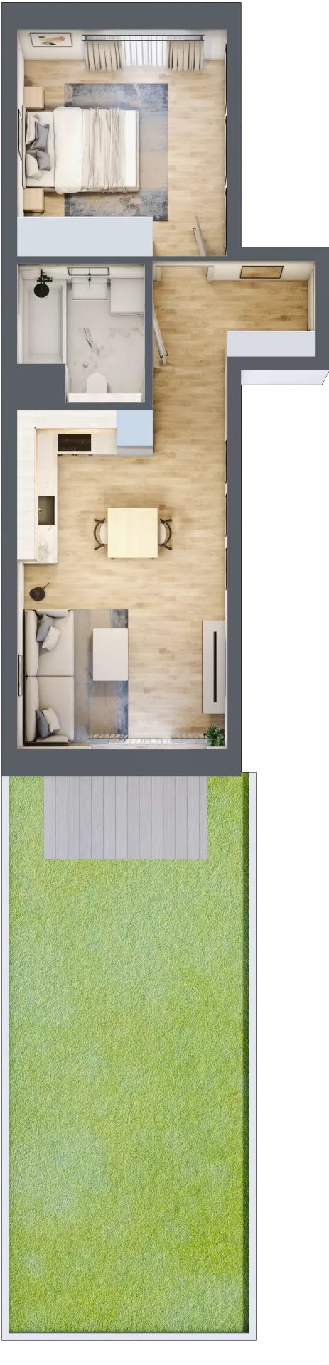 2 pokoje, mieszkanie 42,55 m², parter, oferta nr 8.00.B02, Ogrody Andersa II, Gliwice, Wojska Polskiego, ul. Generała Władysława Andersa
