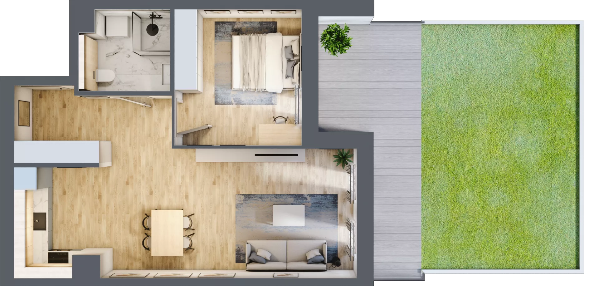 2 pokoje, mieszkanie 55,74 m², parter, oferta nr 8.00.C01, Ogrody Andersa II, Gliwice, Wojska Polskiego, ul. Generała Władysława Andersa