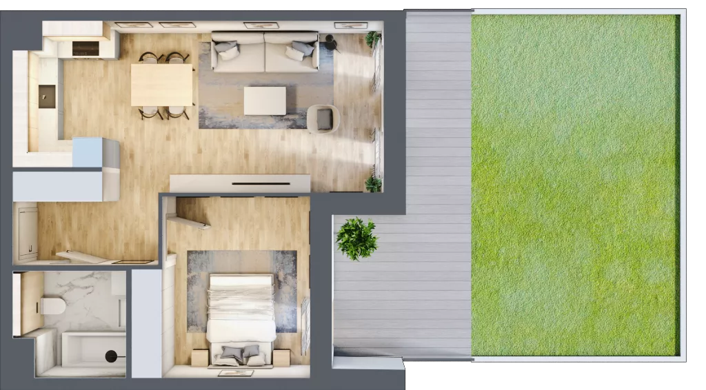 2 pokoje, mieszkanie 46,81 m², parter, oferta nr 8.00.C03, Ogrody Andersa II, Gliwice, Wojska Polskiego, ul. Generała Władysława Andersa
