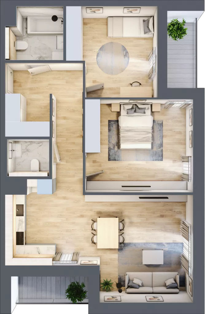 3 pokoje, mieszkanie 76,20 m², piętro 1, oferta nr 8.01.C08, Ogrody Andersa II, Gliwice, Wojska Polskiego, ul. Generała Władysława Andersa