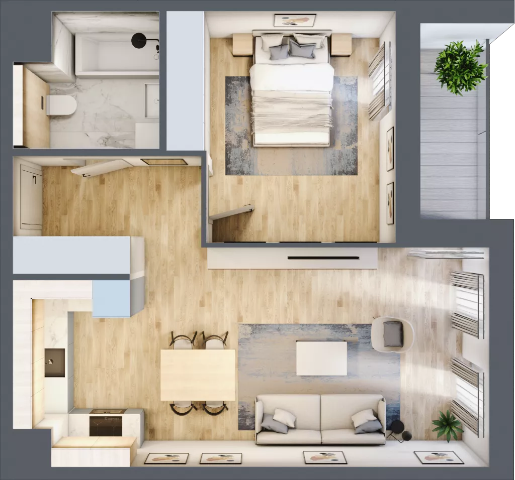 2 pokoje, mieszkanie 47,94 m², piętro 2, oferta nr 8.02.C17, Ogrody Andersa II, Gliwice, Wojska Polskiego, ul. Generała Władysława Andersa