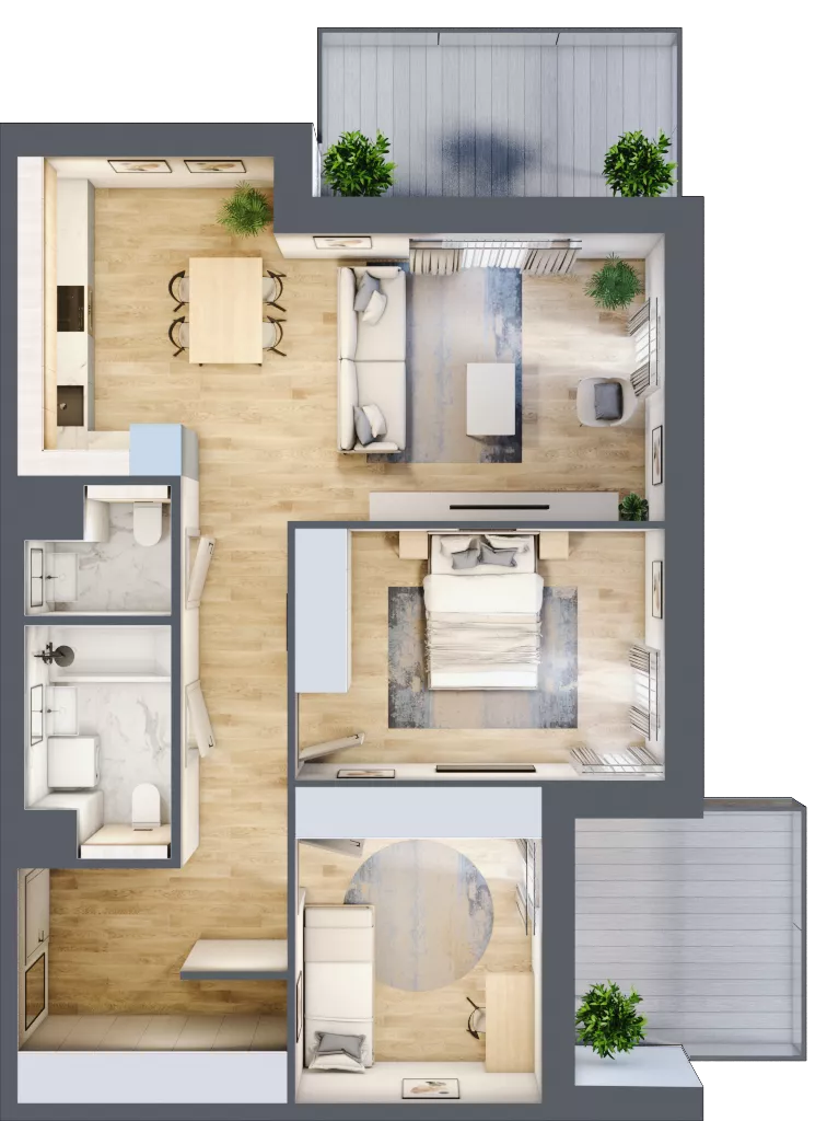 3 pokoje, mieszkanie 70,84 m², piętro 2, oferta nr 8.02.C20, Ogrody Andersa II, Gliwice, Wojska Polskiego, ul. Generała Władysława Andersa