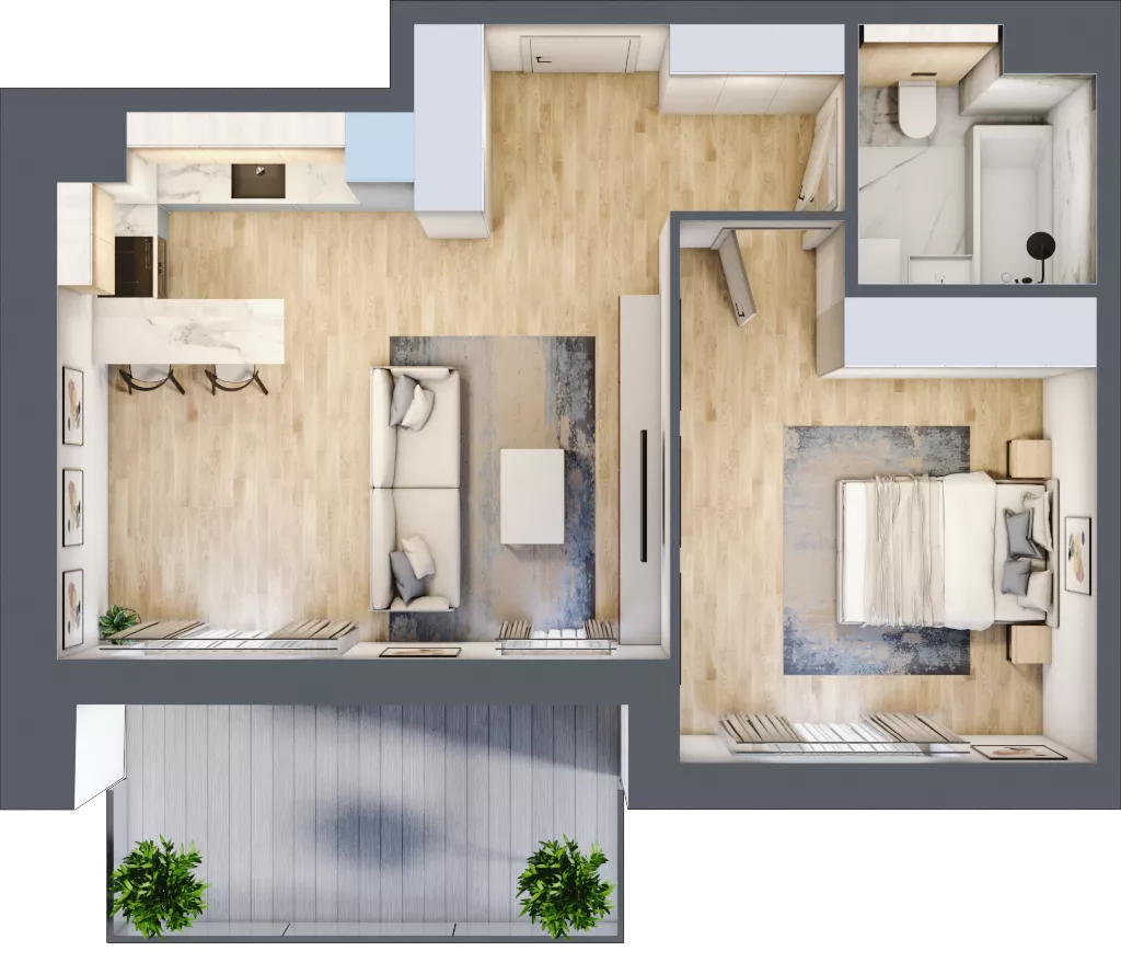2 pokoje, mieszkanie 49,00 m², piętro 3, oferta nr 8.03.A14, Ogrody Andersa II, Gliwice, Wojska Polskiego, ul. Generała Władysława Andersa