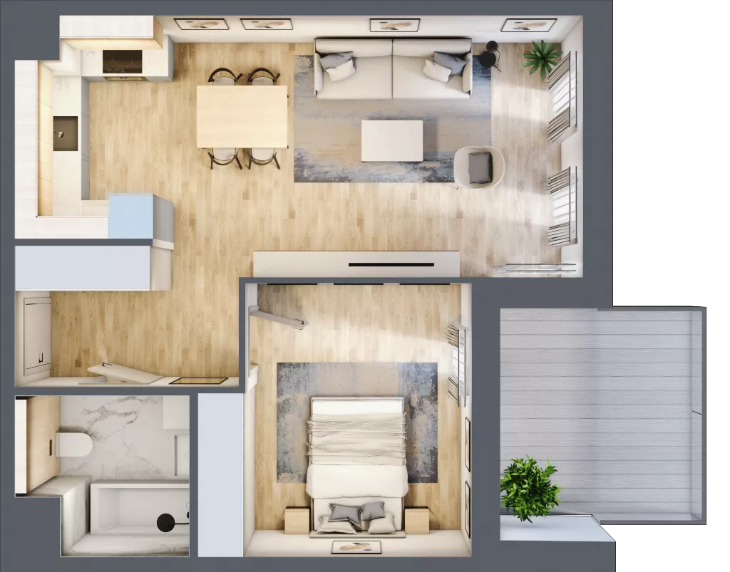2 pokoje, mieszkanie 48,02 m², piętro 3, oferta nr 8.03.C25, Ogrody Andersa II, Gliwice, Wojska Polskiego, ul. Generała Władysława Andersa