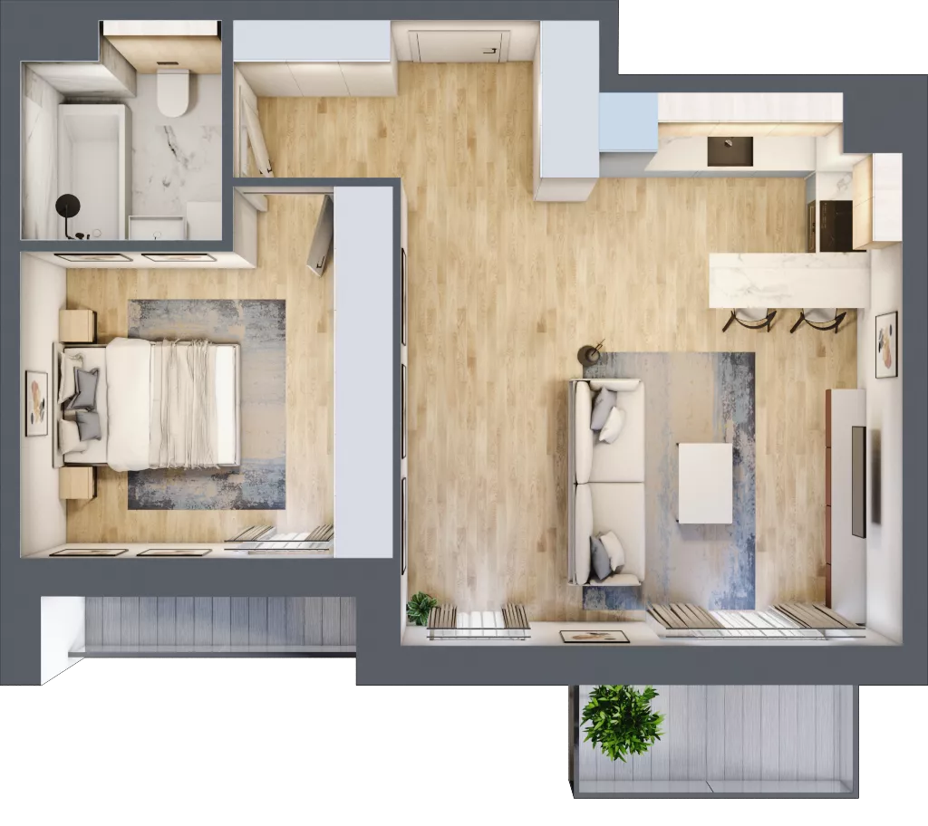 2 pokoje, mieszkanie 50,17 m², piętro 4, oferta nr 8.04.B12, Ogrody Andersa II, Gliwice, Wojska Polskiego, ul. Generała Władysława Andersa