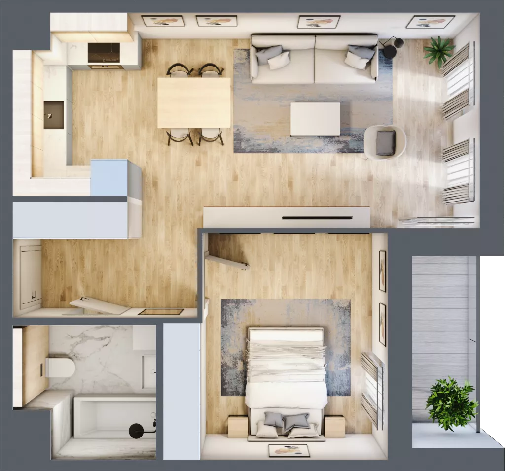 2 pokoje, mieszkanie 47,76 m², piętro 4, oferta nr 8.04.C34, Ogrody Andersa II, Gliwice, Wojska Polskiego, ul. Generała Władysława Andersa