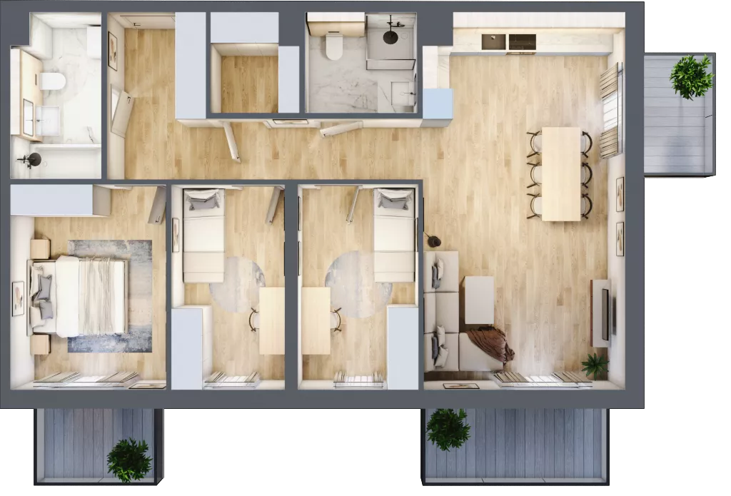4 pokoje, mieszkanie 85,74 m², piętro 1, oferta nr 2.B.1.16, ATAL Apollina II, Kowale, ul. Apollina